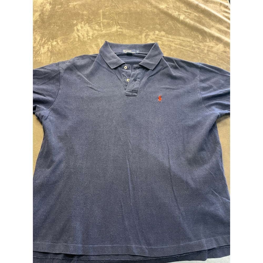Polo Ralph Lauren Mens XL Navy Blue Short Sleeve Pique Polo Shirt Red Pony Logo